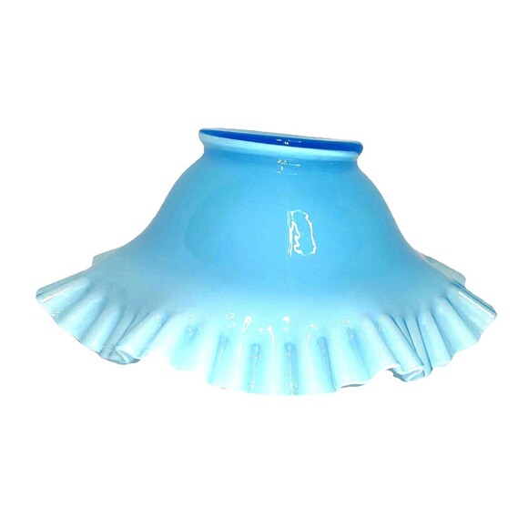 Fenton Glass Bowl Shades Of Blue Glass Ruffled Crimped 9 1/2” By 3” - Picture 4 of 6